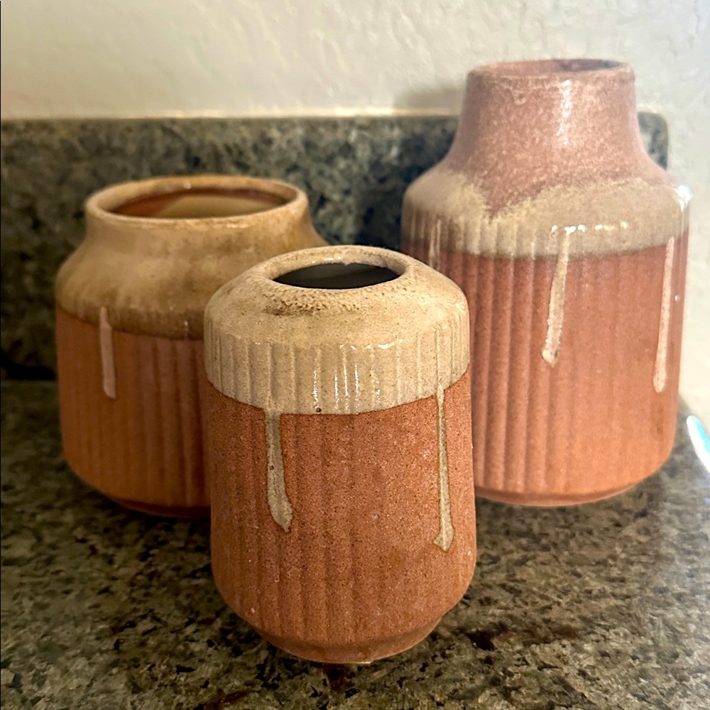 NEW 3Pc. Boho Ceramic Table Decor
